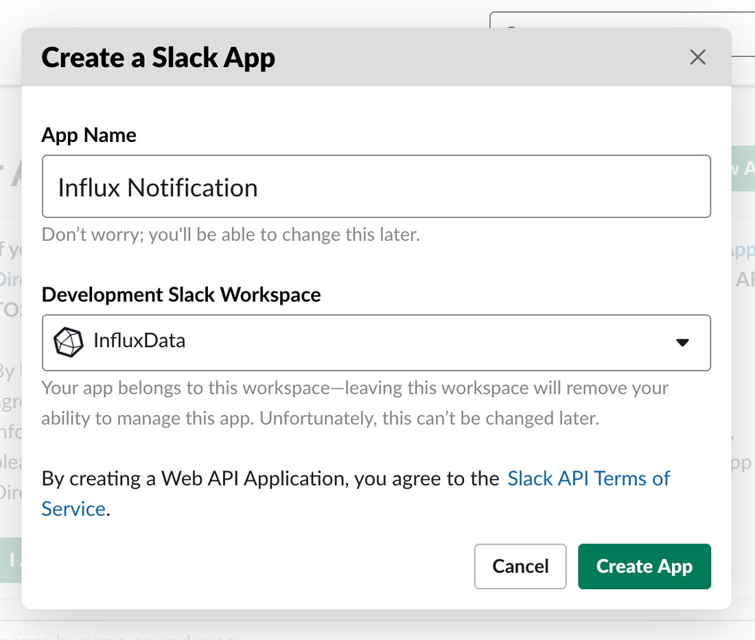 create a slack app